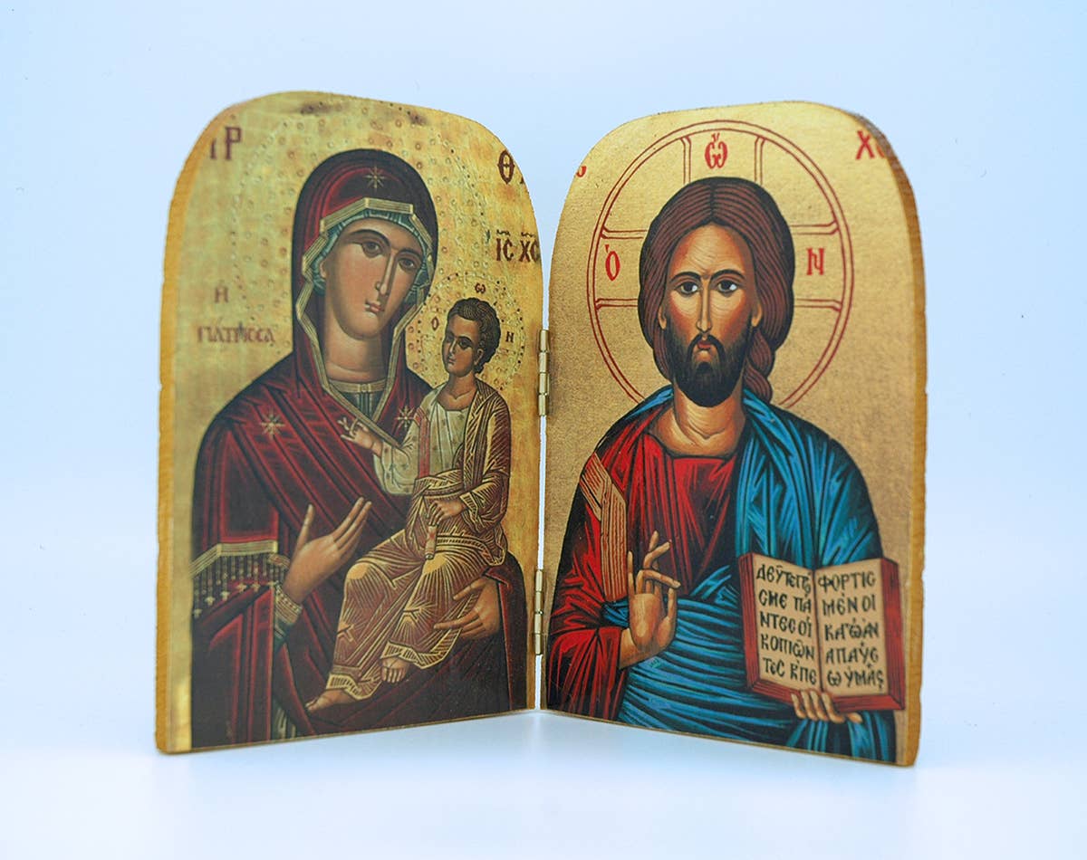 Decorative Greek Icon Diptych Home Accent