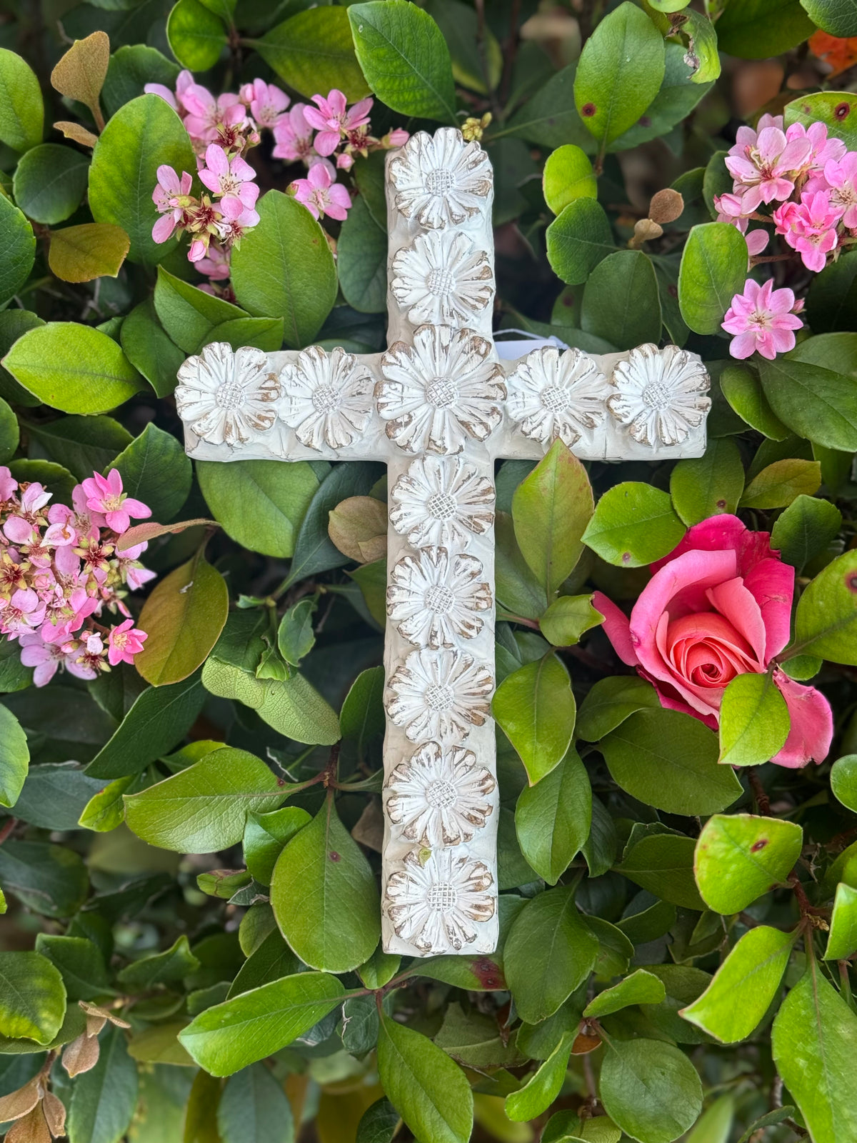 White Distressed Wall Cross