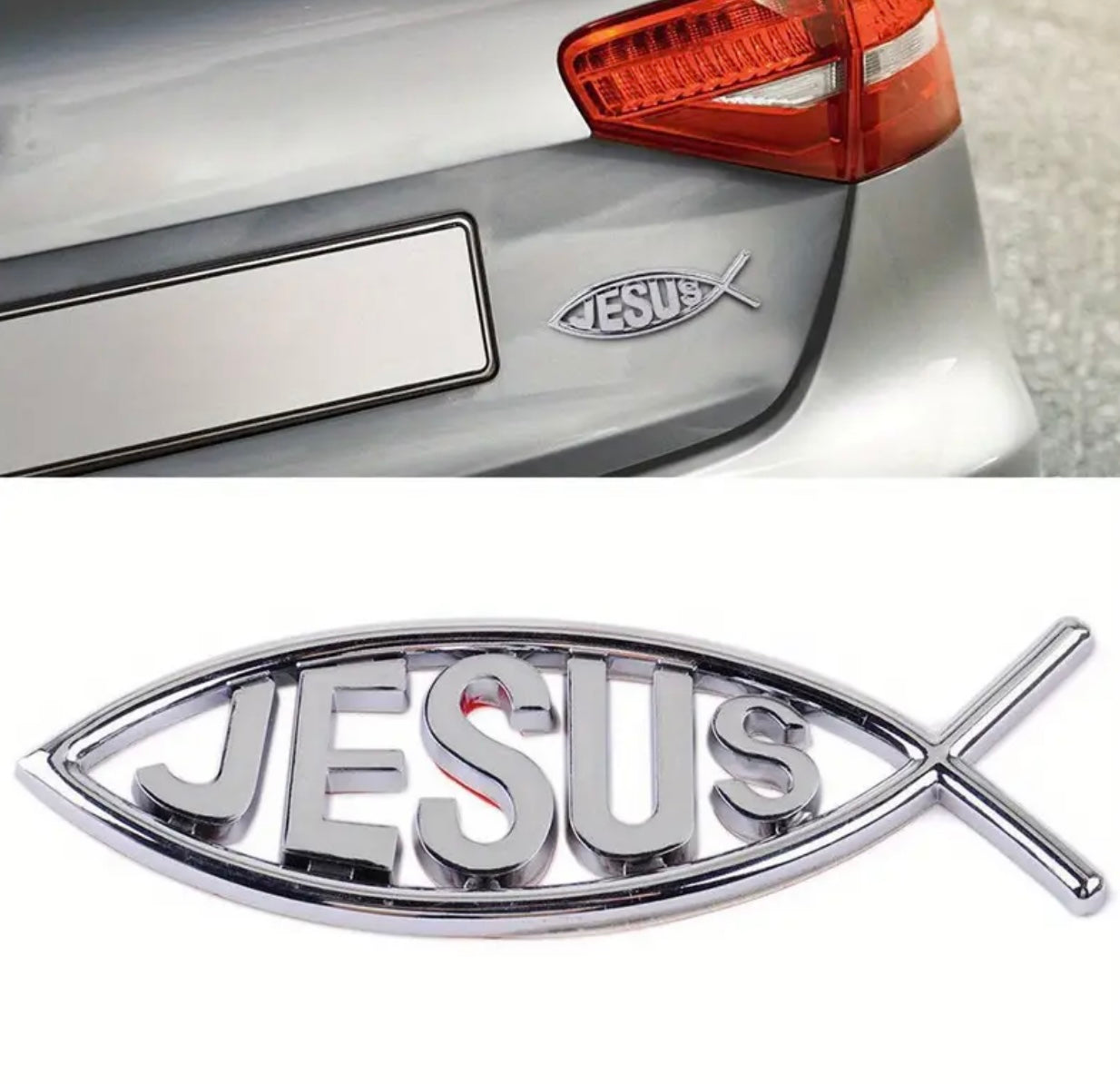 Auto Emblem Fish JESUS The Ichthus Symbol For Cars