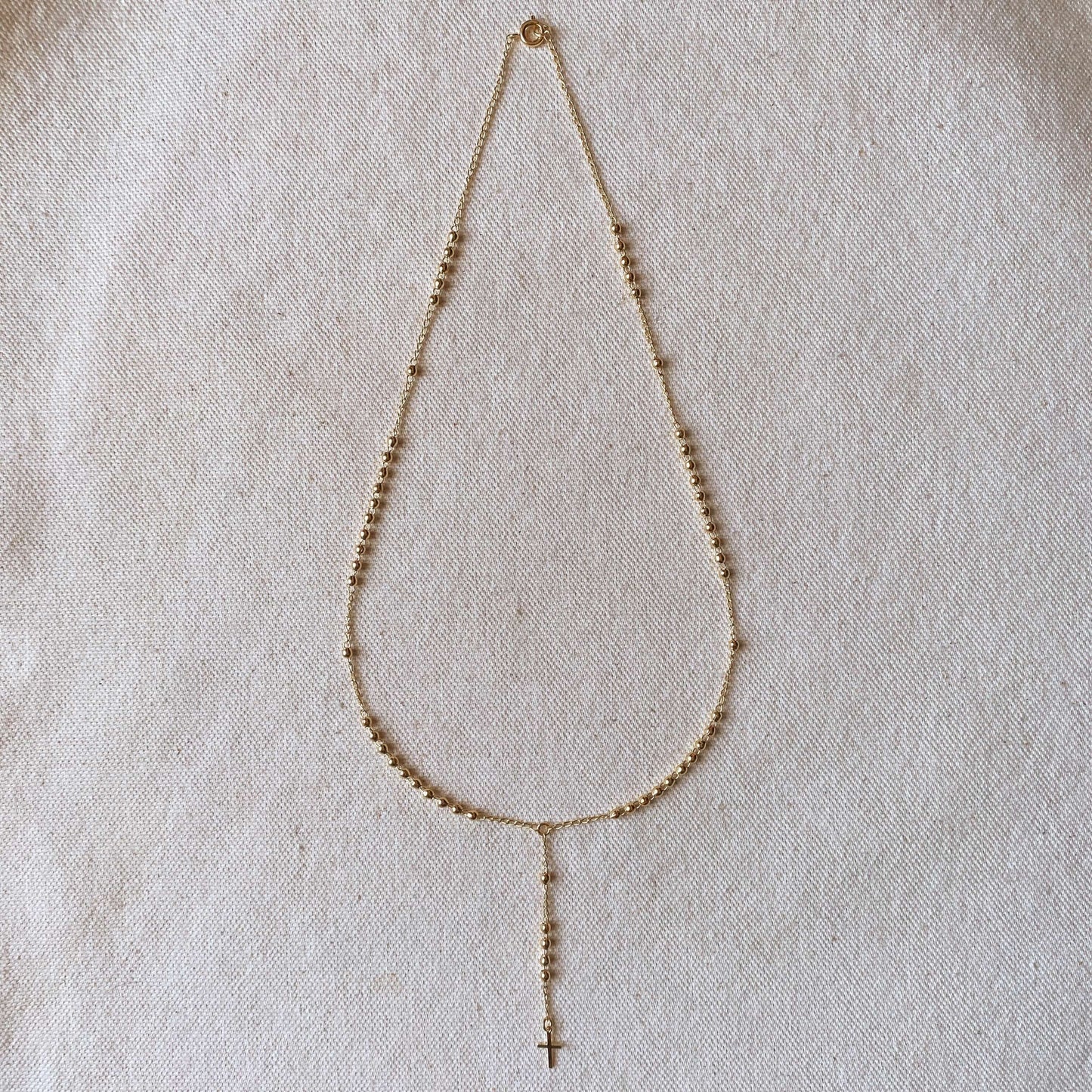 18k Gold Filled Simple Cross Rosary Necklace