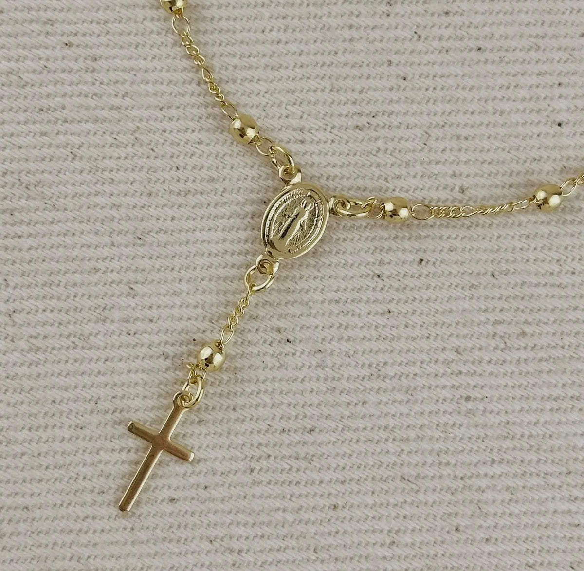 18k Gold Filled Figaro Rosary Bracelet