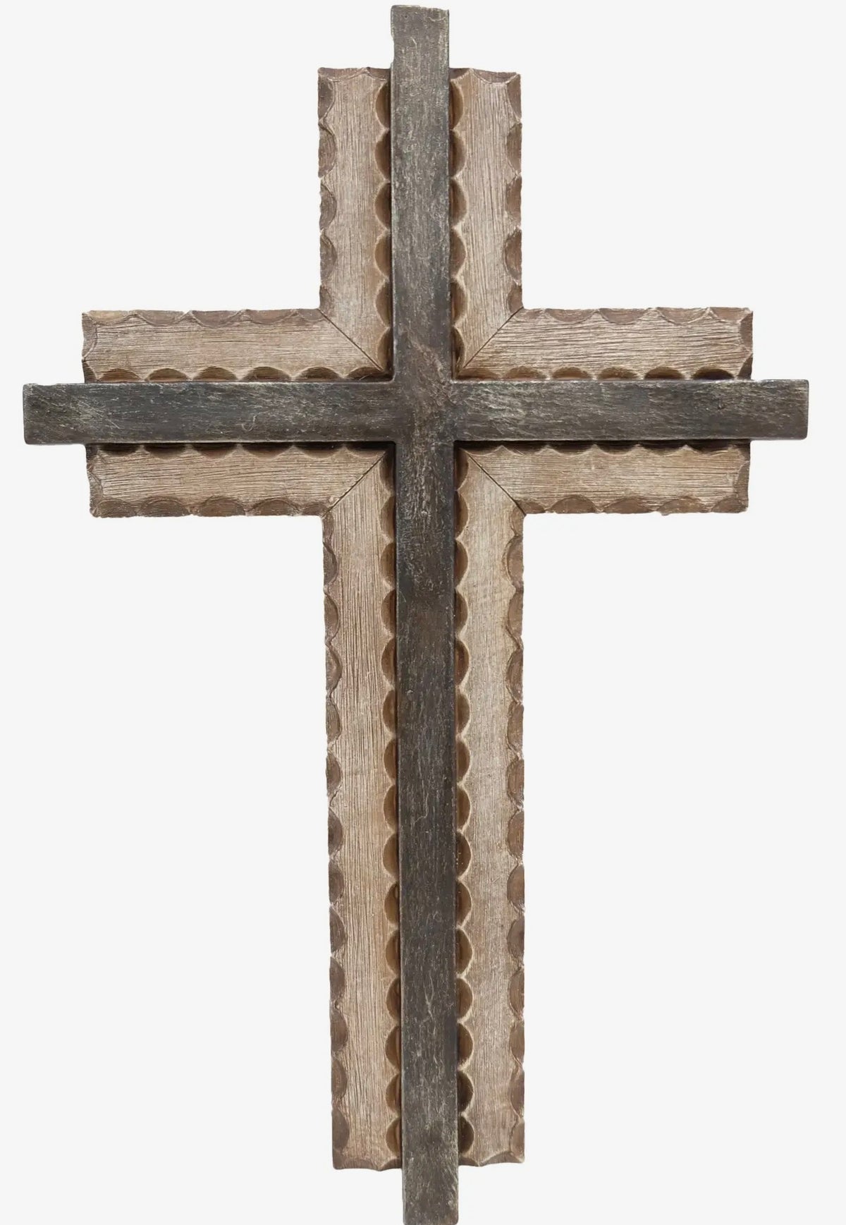 Resin Rustic Colored Vintage Inlay Cross Hanging Wall Decor