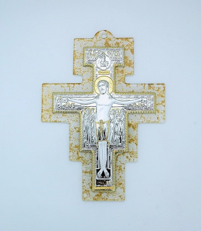 Italian Murano Glass San Damiano Wall Cross