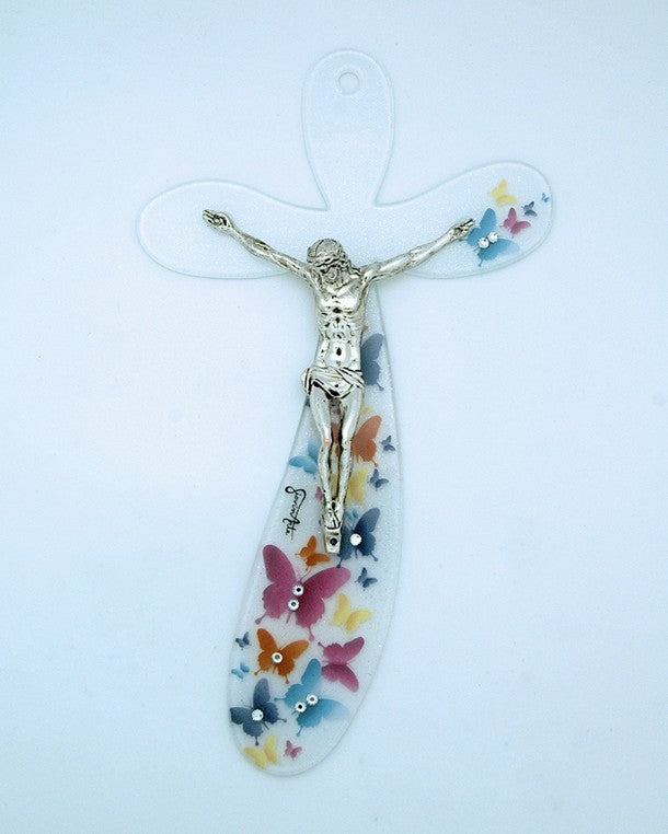 Italian Murano Glass Butterfly Wall Cross