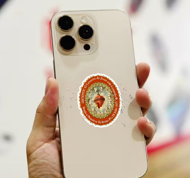 Sacred Heart of Jesus Badge Sticker Detente Sticker Sagrado Corazón de Jesús Symbol