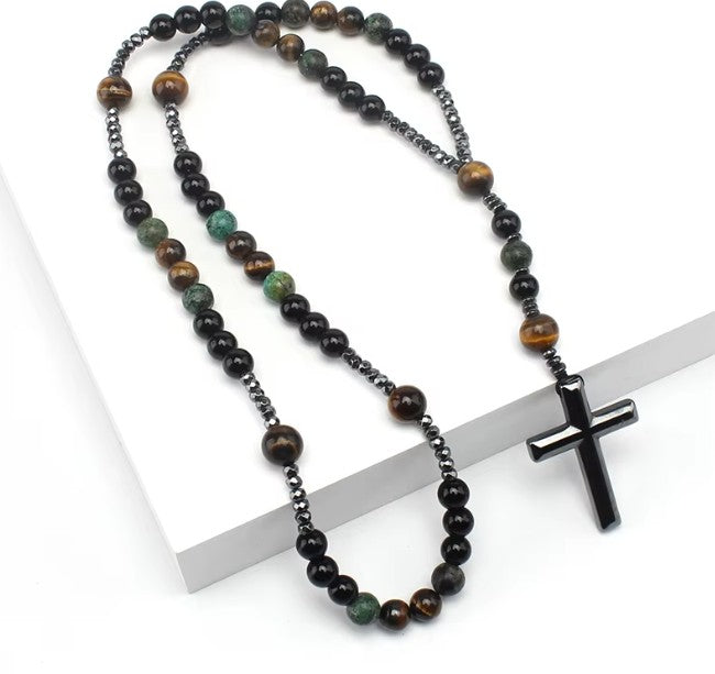 Natural Stone Turquoise and Tiger-eye Beads Rosary