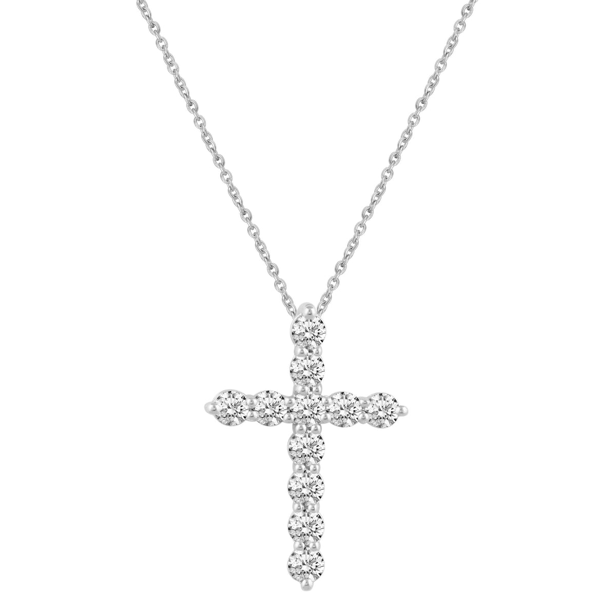 Classic Diamond Cross Pendant Sterling Silver