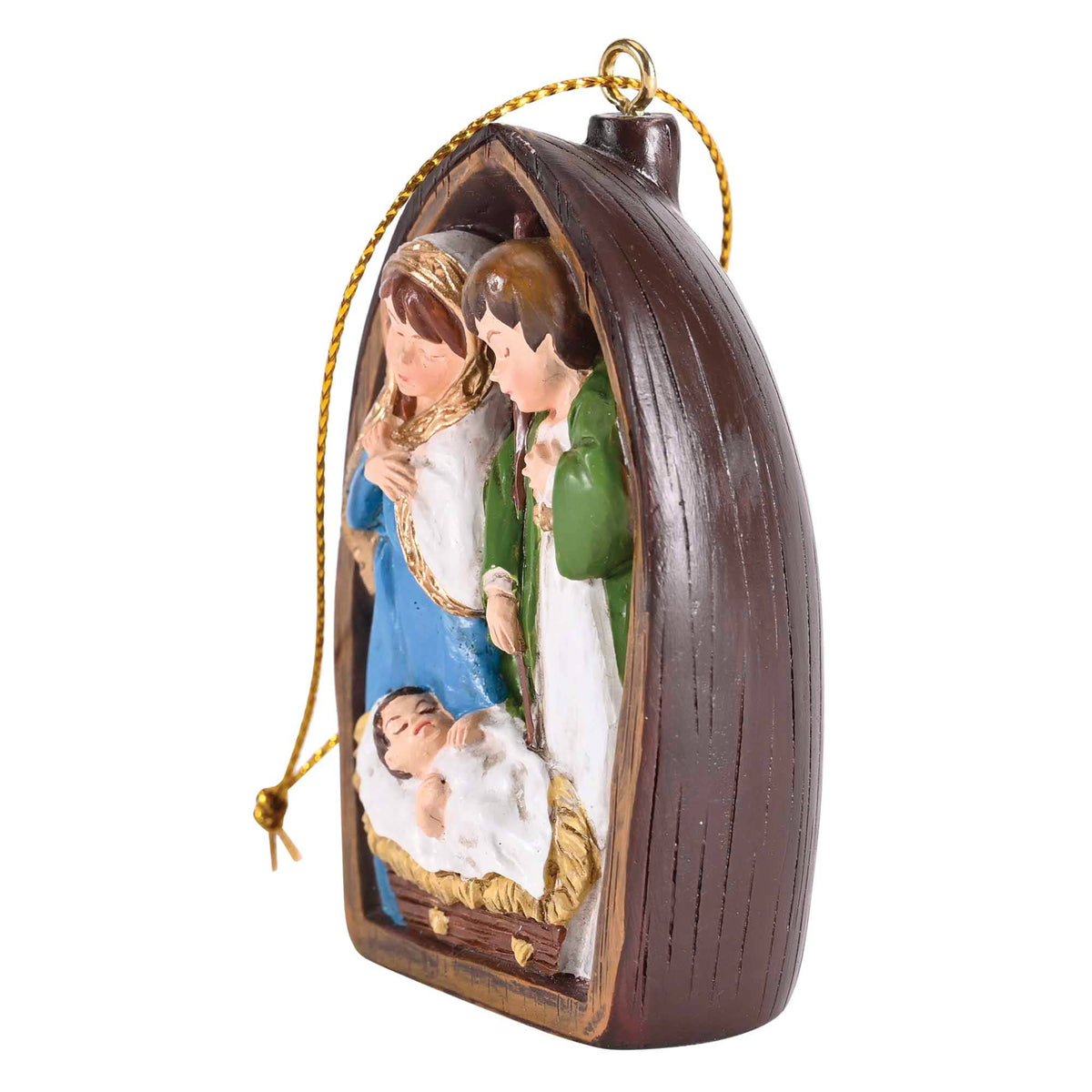 Ornament Holy Family Gold String 2.5H