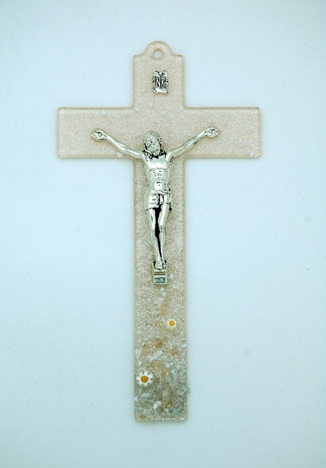 Italian Murano Glass Daisy Wall Cross