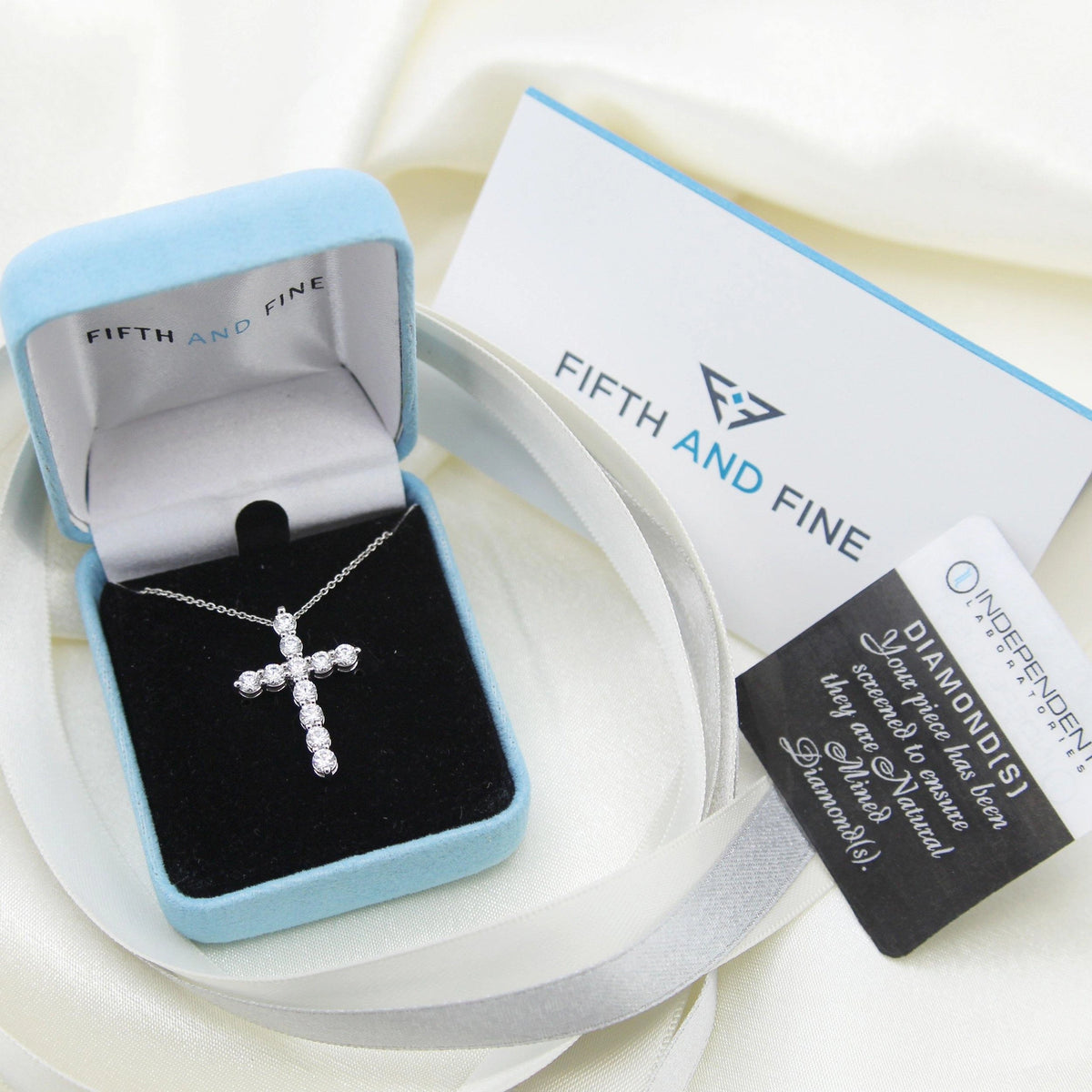 Classic Diamond Cross Pendant Sterling Silver