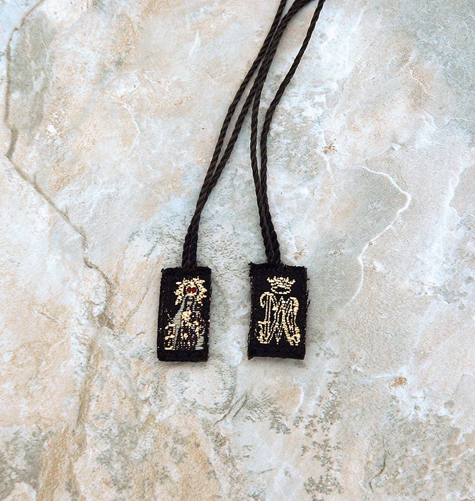 Tiny Brown Wool Scapular