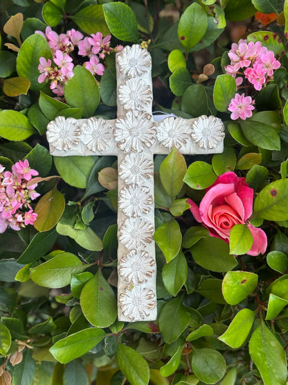 White Distressed Wall Cross