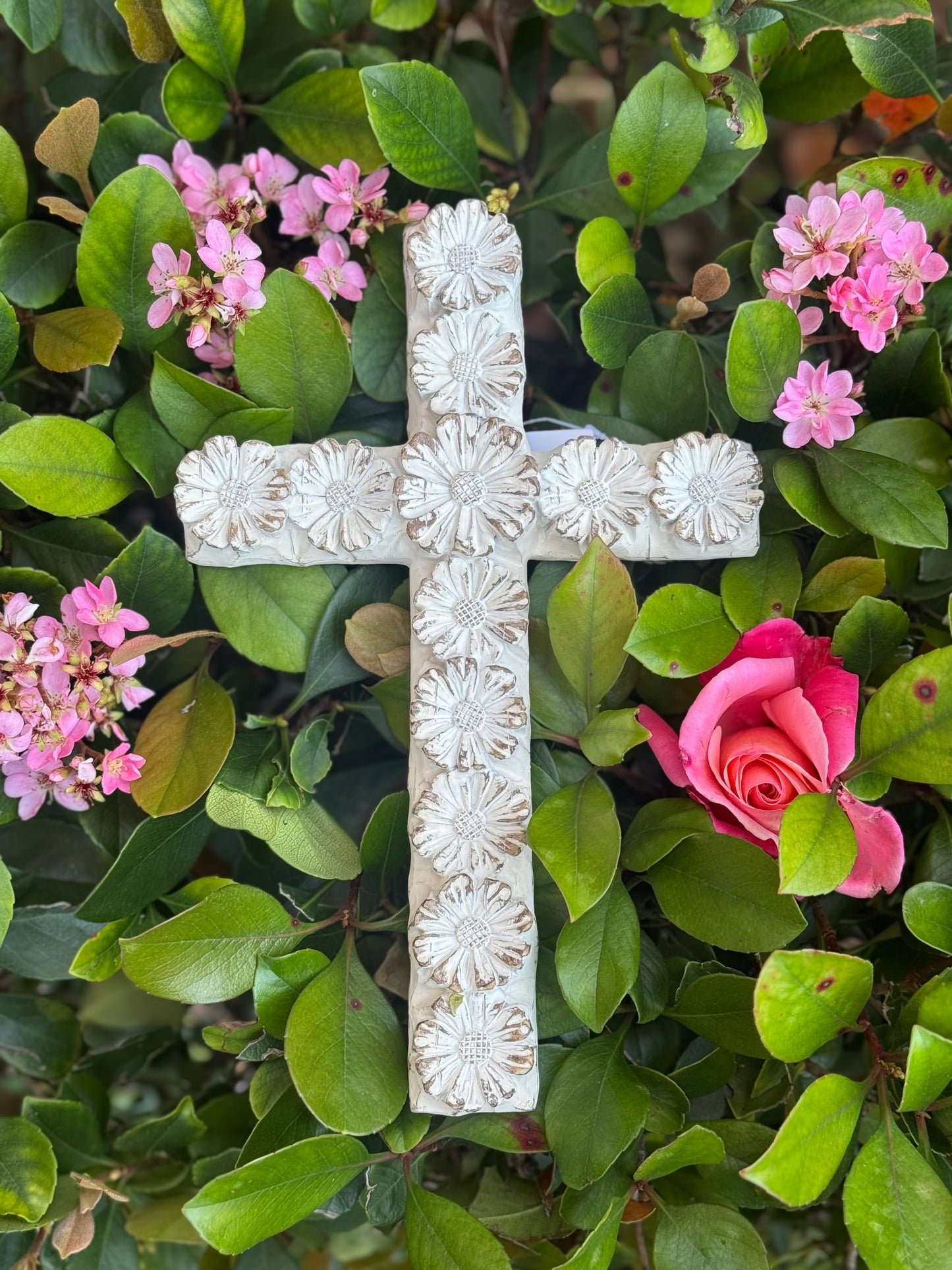 White Distressed Wall Cross