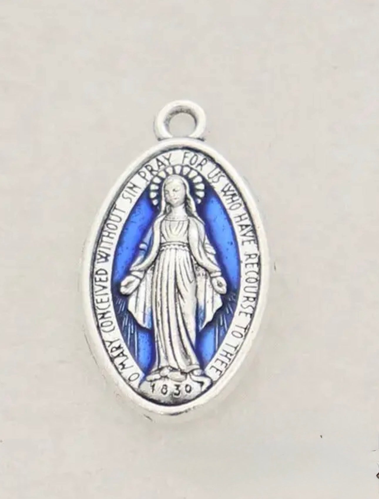 Miraculous Medal with Blue Enamel