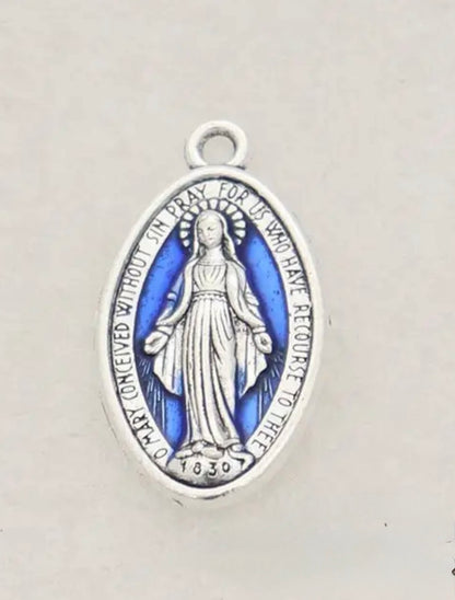 Miraculous Medal with Blue Enamel