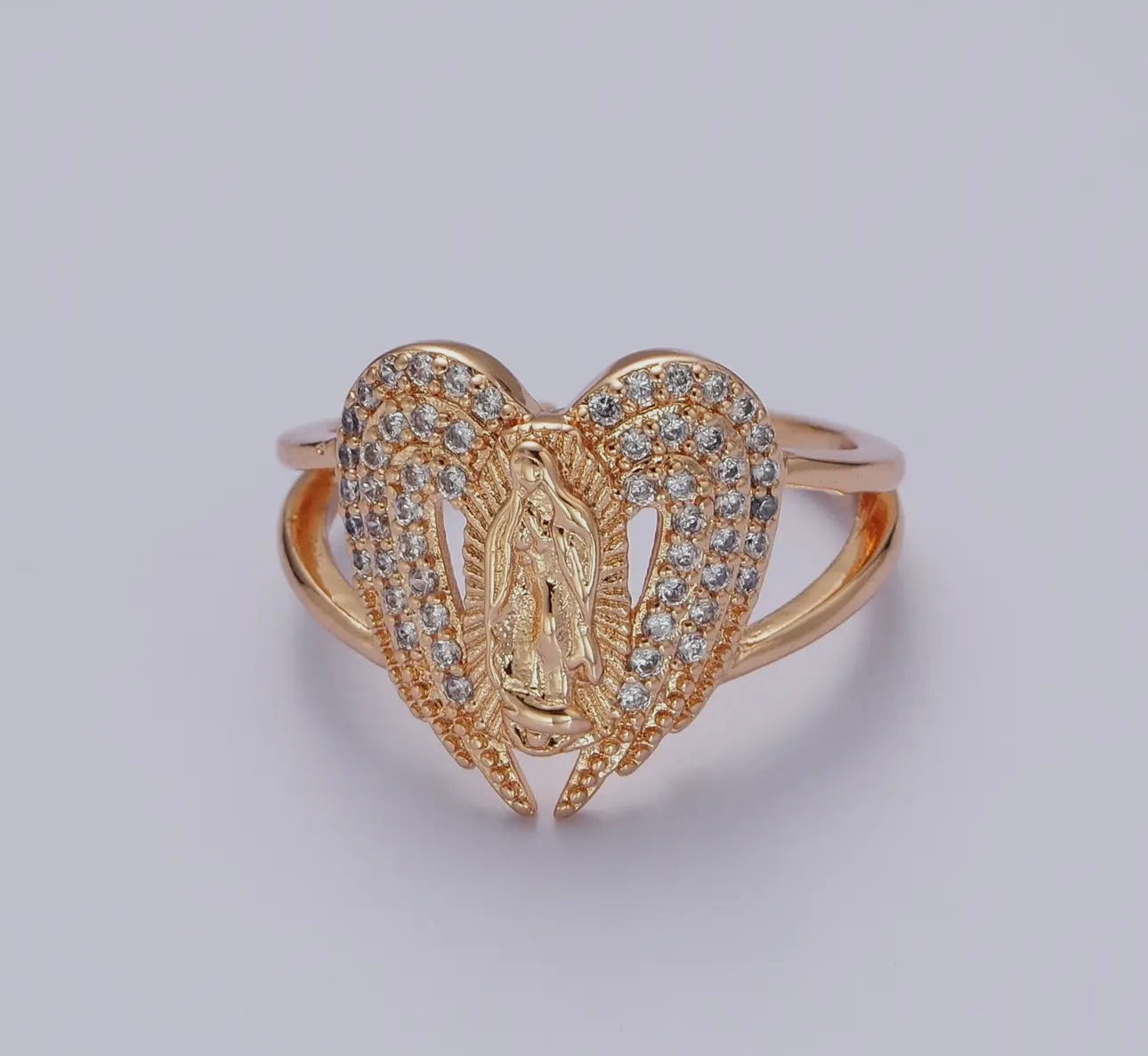 Gold Plated Our Lady of Guadalupe Ring Adjustable Virgen de Guadalupe