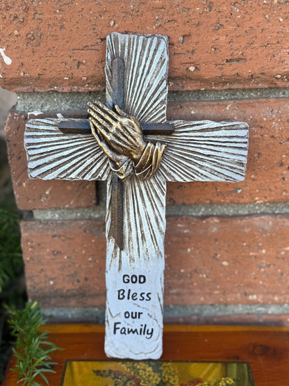 God Bless Our Family Cross - Christian Wall Décor | Catholic Christian Gifts