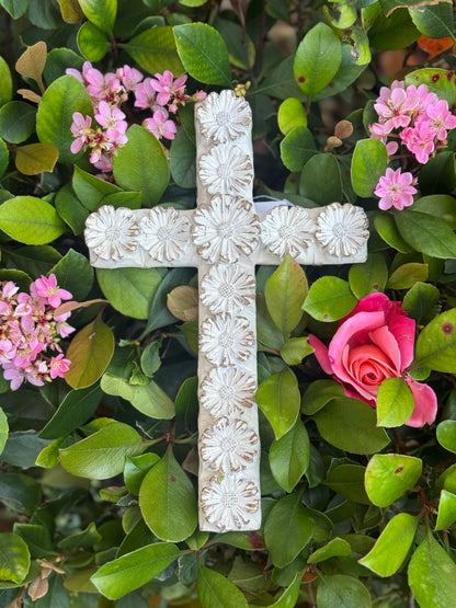 White Distressed Wall Cross