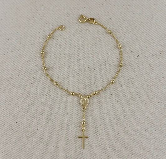 18k Gold Filled Figaro Rosary Bracelet