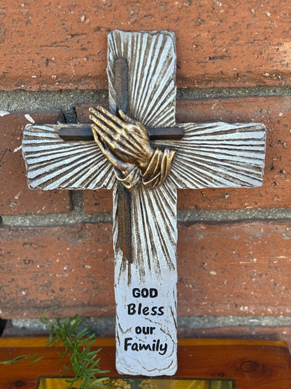 God Bless Our Family Cross - Christian Wall Décor | Catholic Christian Gifts