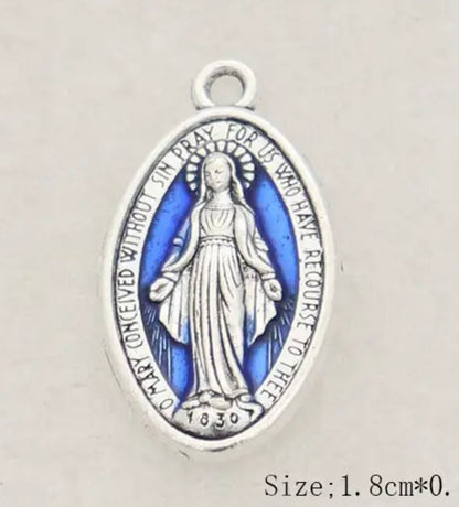 Miraculous Medal with Blue Enamel