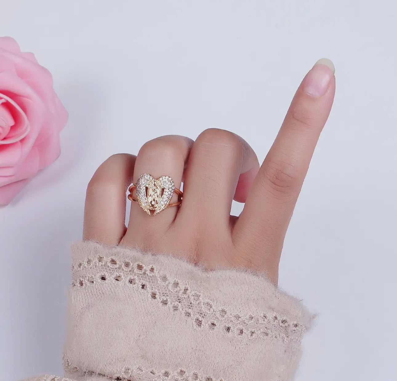 Gold Plated Our Lady of Guadalupe Ring Adjustable Virgen de Guadalupe