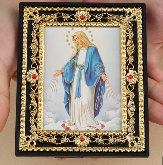 Icon Our Lady of Grace Standing Ornate Plaque