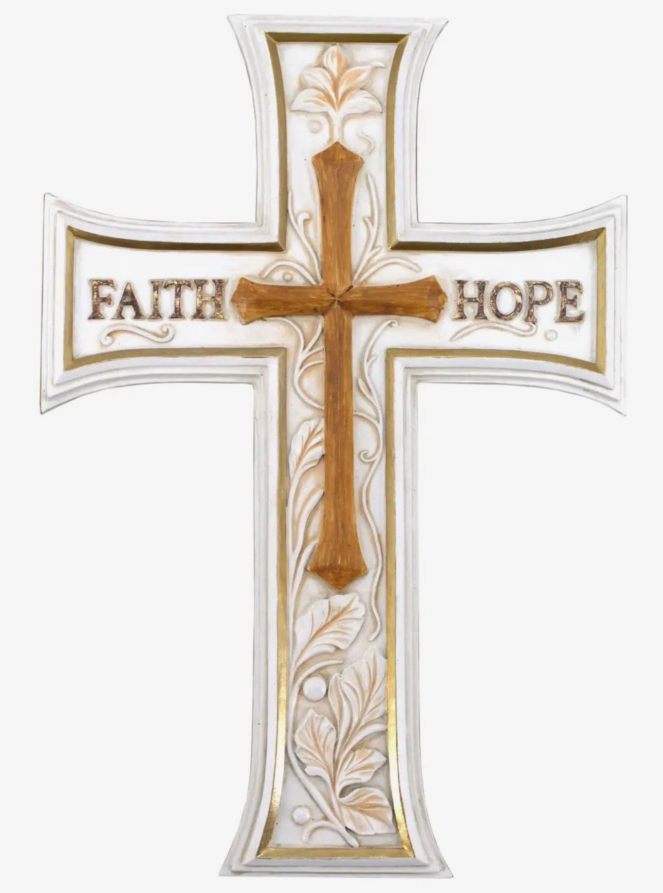 Faith Hope Wall Cross | Rustic Farmhouse Decor | Catholic Christian Gift | Religious Home Decor | Inspirational Wall Art |