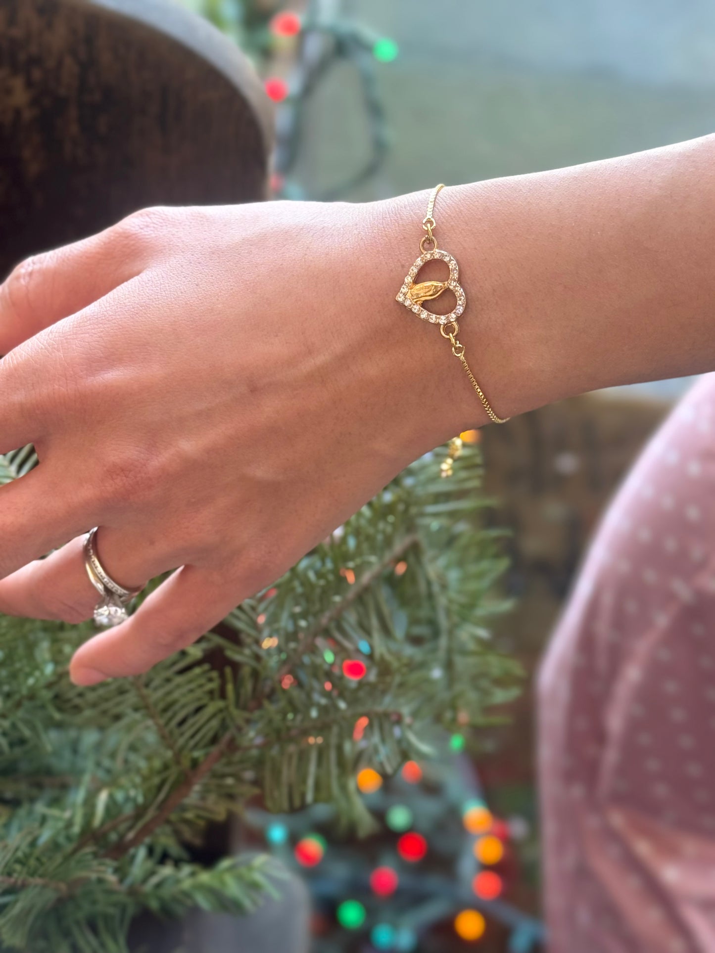 Adjustable Bracelet of Our Lady of Guadalupe with Sparkling Crystals