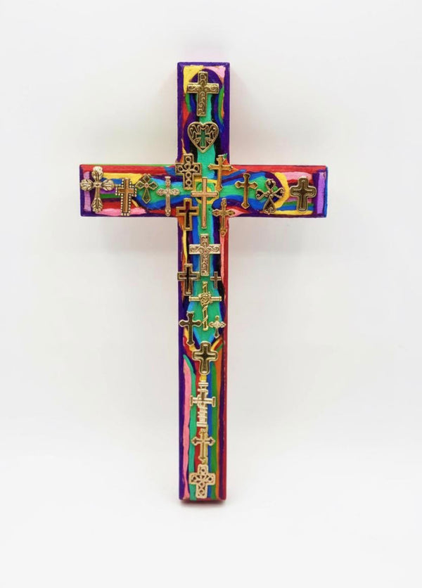 Hand Painted Colorful Multi Cross Wooden Wall Cross