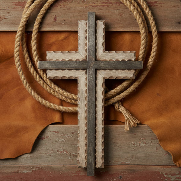 Resin Rustic Colored Vintage Inlay Cross Hanging Wall Decor