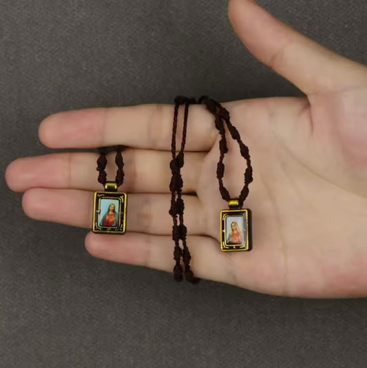 Scapular Rosary with Immaculate Heart of Mary and Sacred Heart of Jesus
