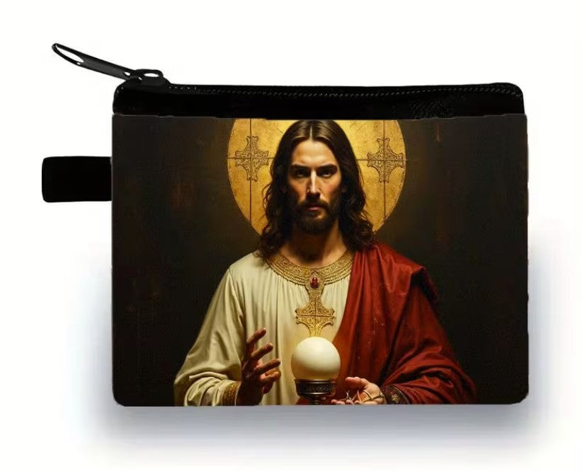 Jesus Holding Eucharist Rosary Pouch
