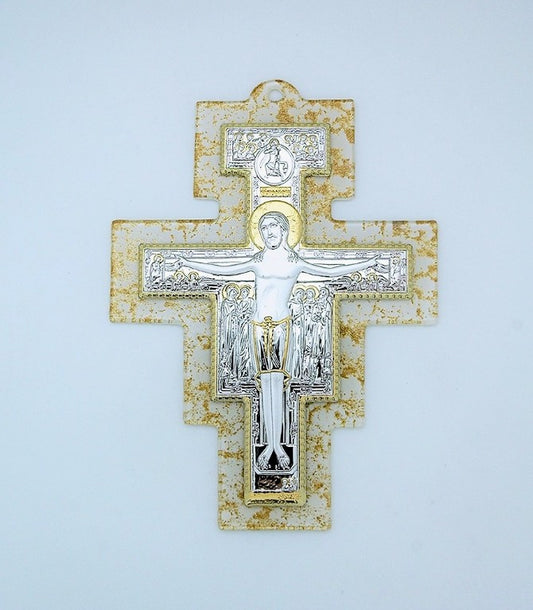 Italian Murano Glass San Damiano Wall Cross