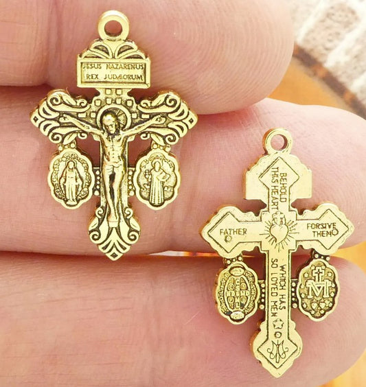 3-Way Pardon Indulgence Crucifix with St. Benedict and Miraculous Medals