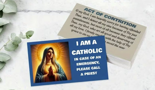 Catholic ID Card - Call Priest in Case of Emergency with Act of Contrition Prayer