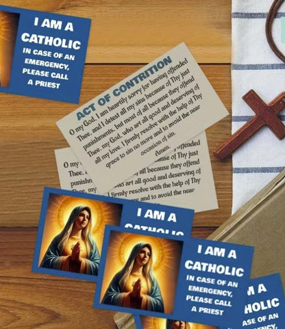 Catholic ID Card - Call Priest in Case of Emergency with Act of Contrition Prayer