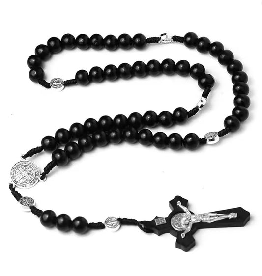 Saint Benedict Rosary with Black Beads