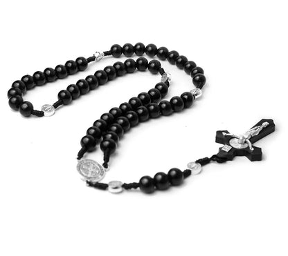 Saint Benedict Rosary with Black Beads