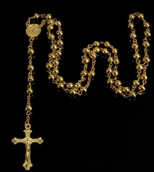 6MM imitation Gold Iron Bead Rosary