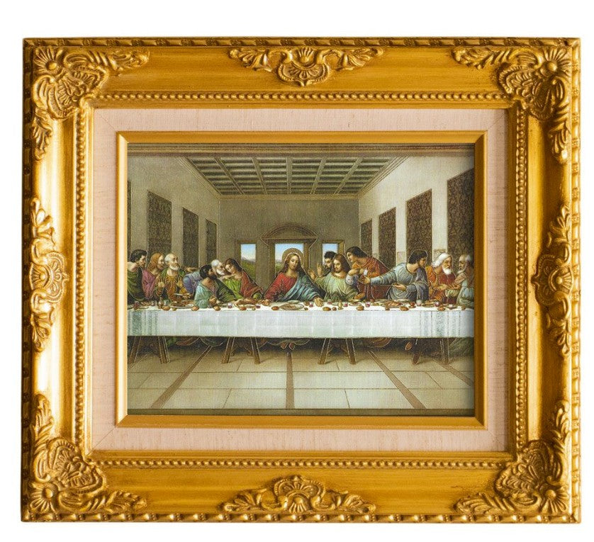 The Last Supper Italian Plaque with Golden Frame Wall Art