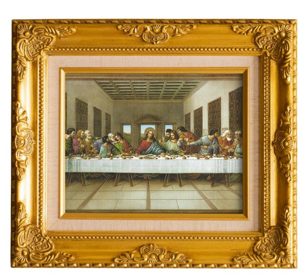 The Last Supper Italian Plaque with Golden Frame Wall Art