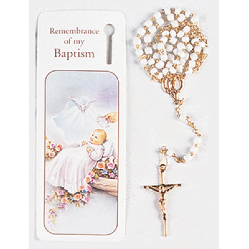 Baptism Rosary with Rememberance Bookmark