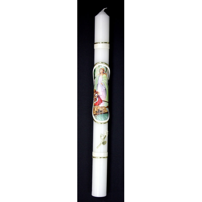 Baptism Candle with Guardian Angel