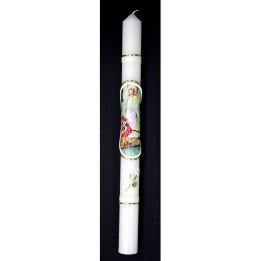 Baptism Candle with Guardian Angel
