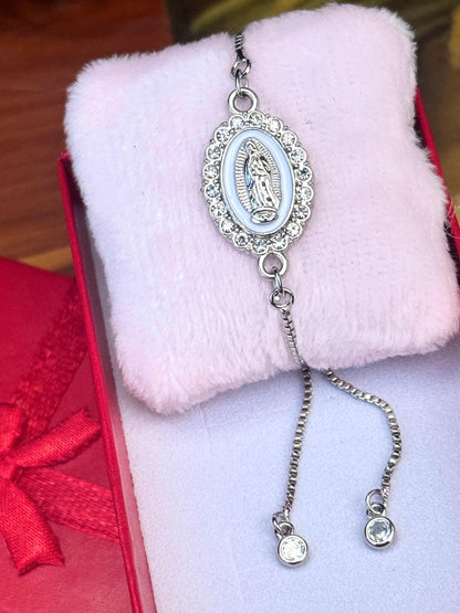 Adjustable Bracelet of Our Lady of Guadalupe with Sparkling Crystals