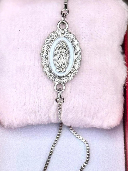 Adjustable Bracelet of Our Lady of Guadalupe with Sparkling Crystals