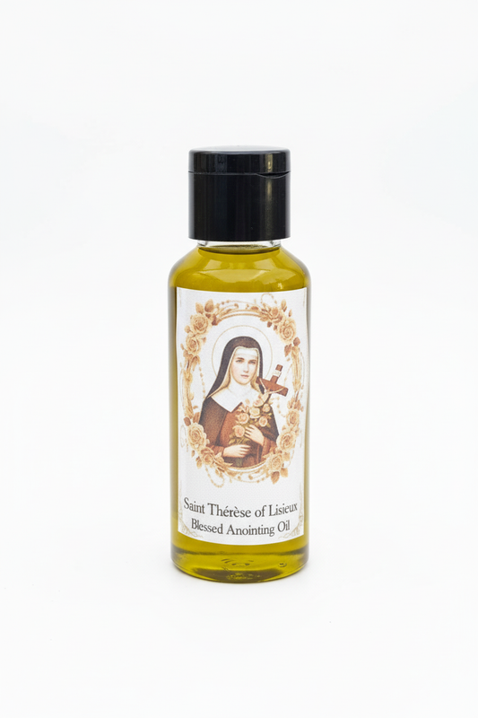 Saint Thérèse of Lisieux Blessed Anointing Oil – White Background